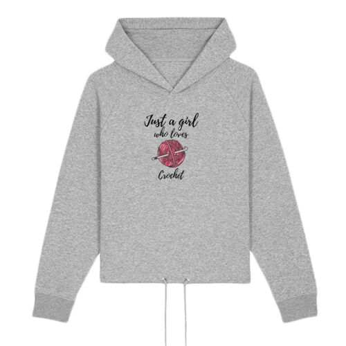 Just a girl who loves crochet cropped hoodie Thumbnail